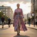 Халат-кимоно летний из марлёвки Городской гранат