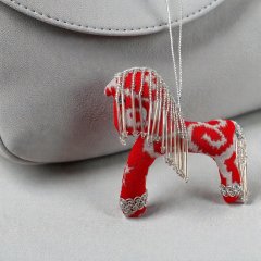 Лошадка Dala horse с серебряной гривой (ручная работа)
