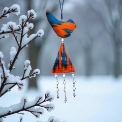 Брелок-птичка с тумором и хрустальными подвесками (ручная работа)